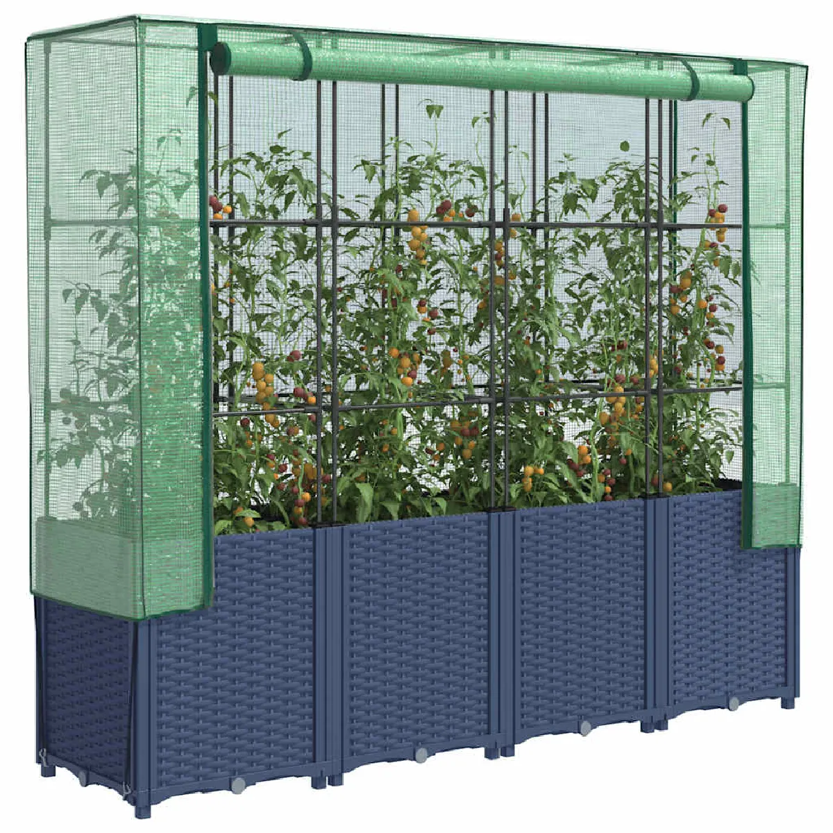 vidaXL Jardinière surélevée avec housse aspect rotin 80x40x123 cm jardinière surélevée de jardin bac à fleurs surélevé 4015810 - vue 3