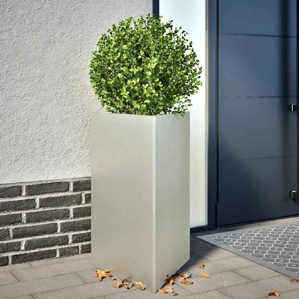 Vidaxl Blanc Jardinière Triangulaire 50X43x75 Cm Acier Inoxydable, Jardinière D'extérieur, Boîte À Fleurs, Boîte De Jardin, 851179 - Image 2