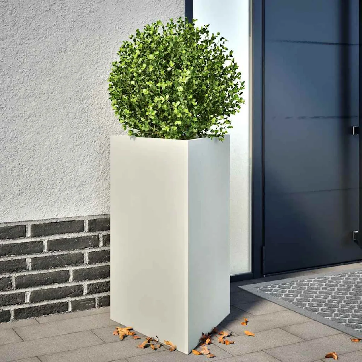 Vidaxl Blanc Jardinière Triangulaire 50X43x75 Cm Acier - Image 2