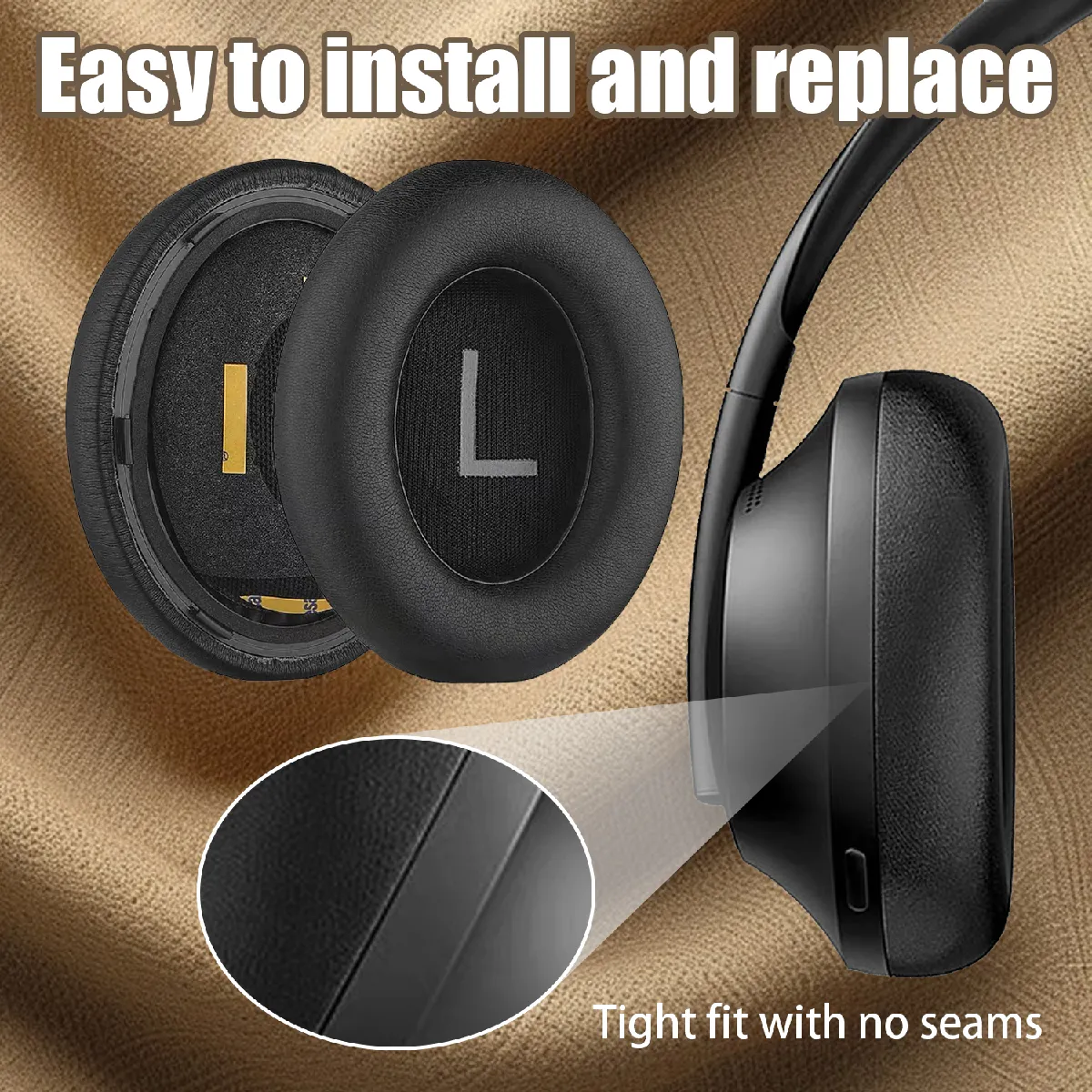 SOULWIT Gel Remplacement Rechange Mousse Coussin Coussinets Kit Pour Bose 700 (NC 700 NC700) Noise Cancelling Casque Headphones HP,Cousinette Avec Du Cuir Plus Doux, Une Mousse De Bruit Pour Le Bruit - Foto 7