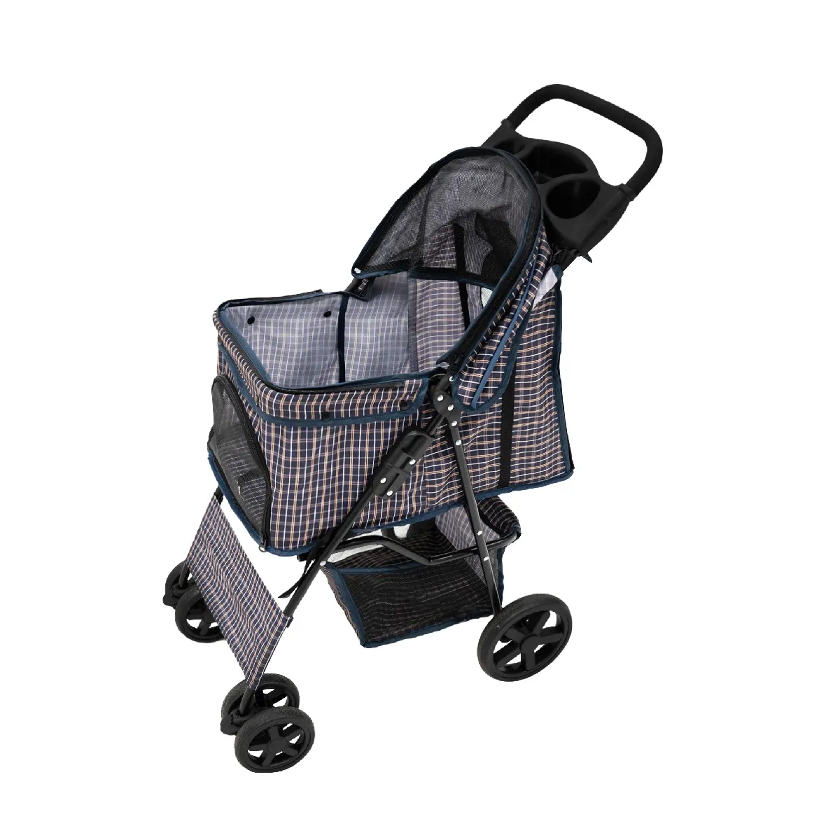 MonsterShop - Poussette pour Chien - Tartan Bleu - Image 2