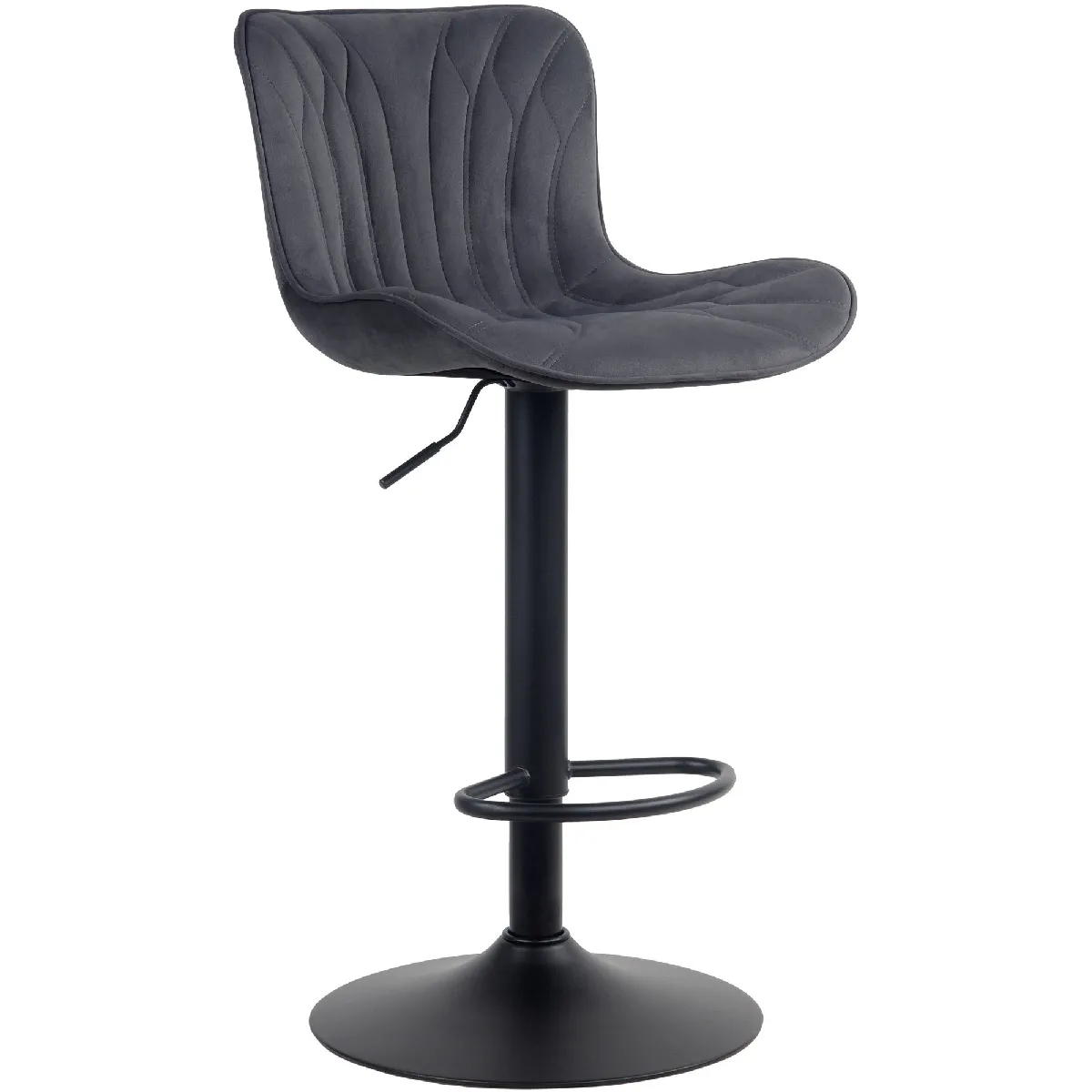 Decoshop26 Tabouret de bar en velours - Noir