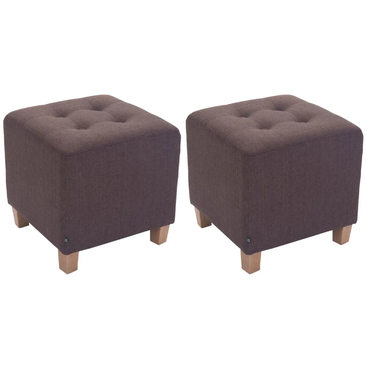 Decoshop26 Lot de 2 tabourets bas tissu - Marron