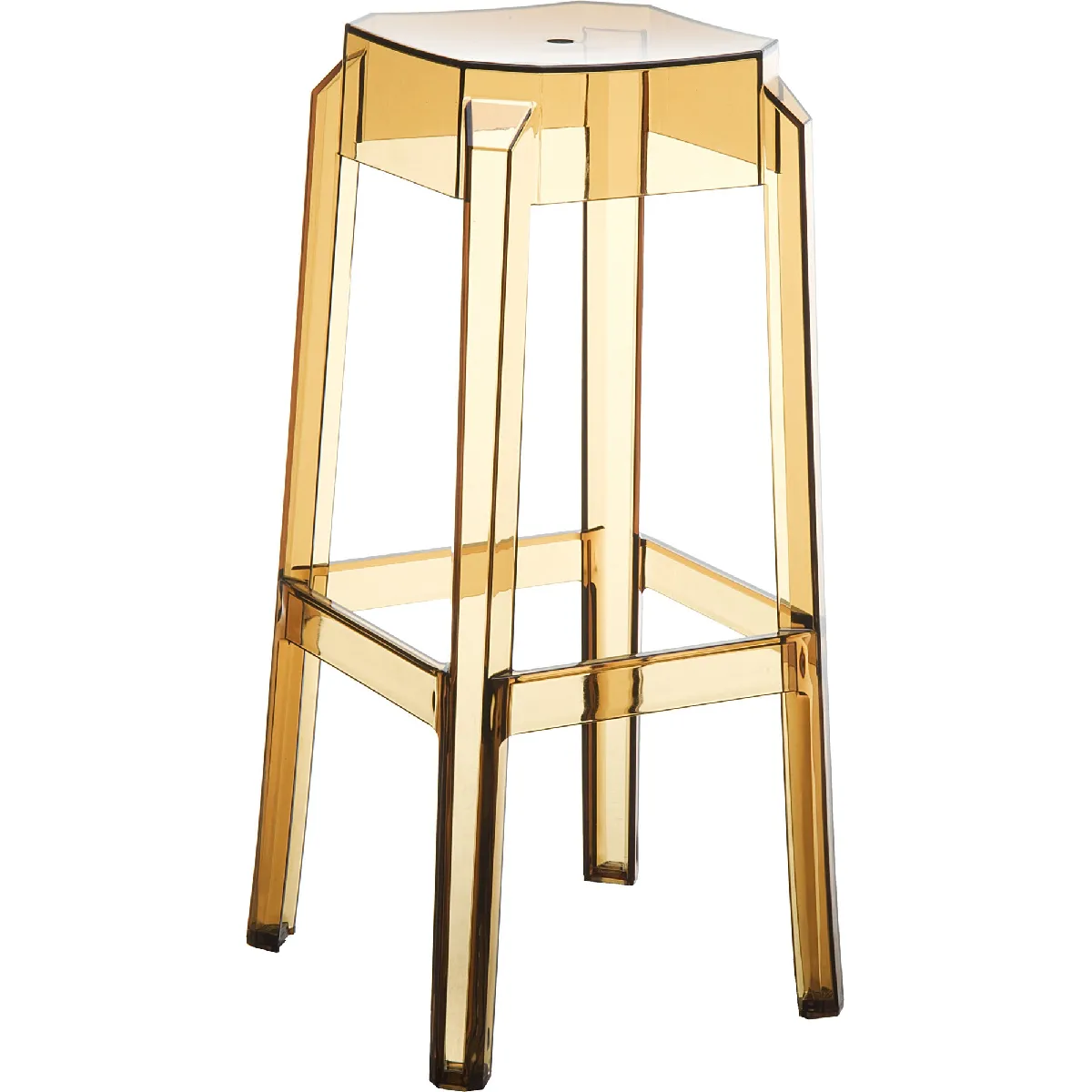 Decoshop26 Tabouret de bar moderne - Ambre transparent