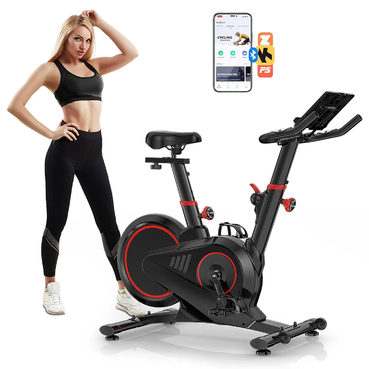 Noir Vélo d'appartement Pliable Avec Les écrans LCD-110 kg