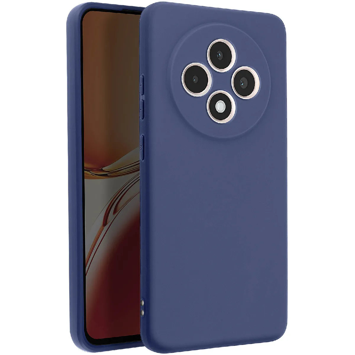 Avizar Bleu Coque Pour Oppo Reno 12F Silicone Souple Mate Nuit