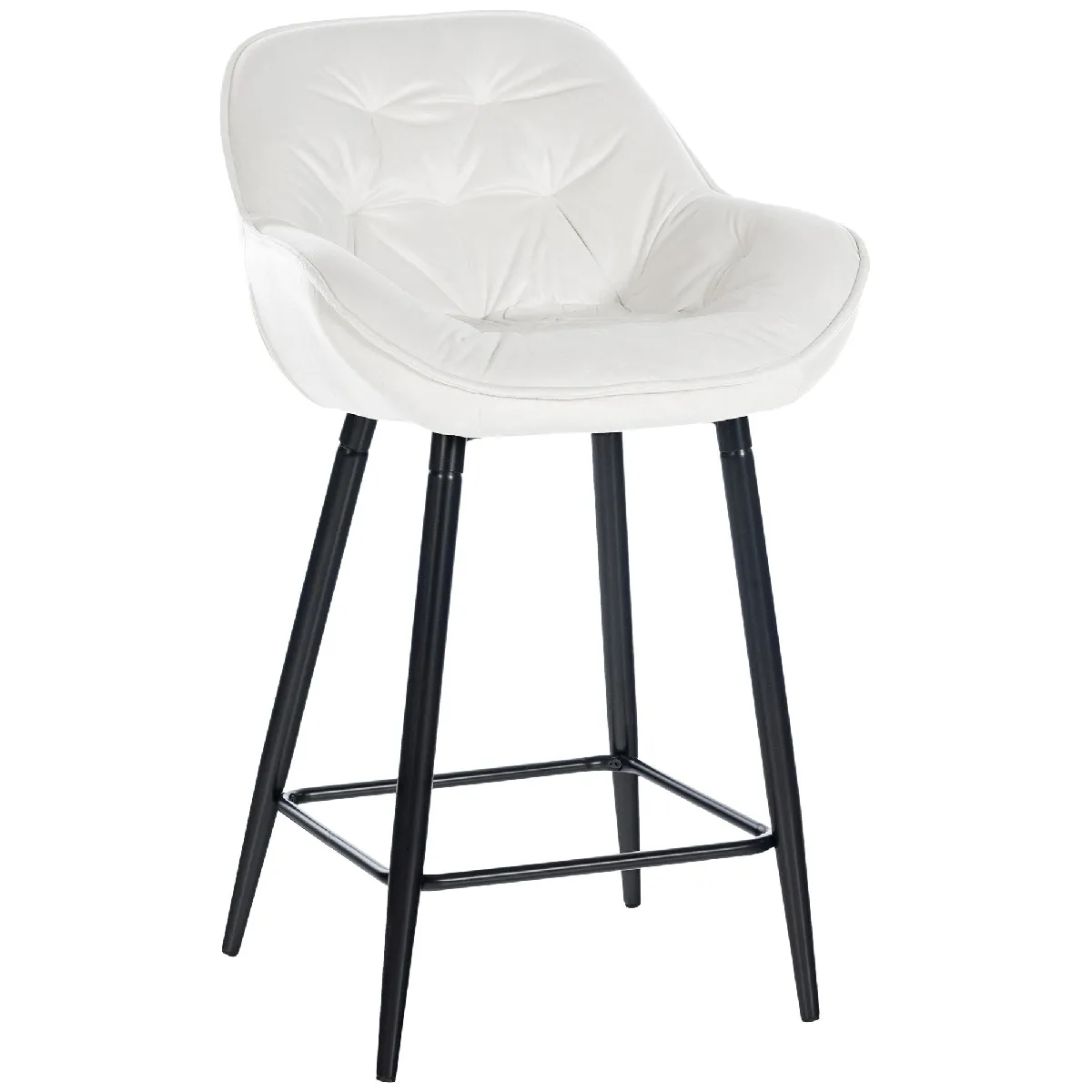 Decoshop26 Chaise de bar en velours - Blanc crème Decoshop26 Chaise de bar en velours - Blanc crème