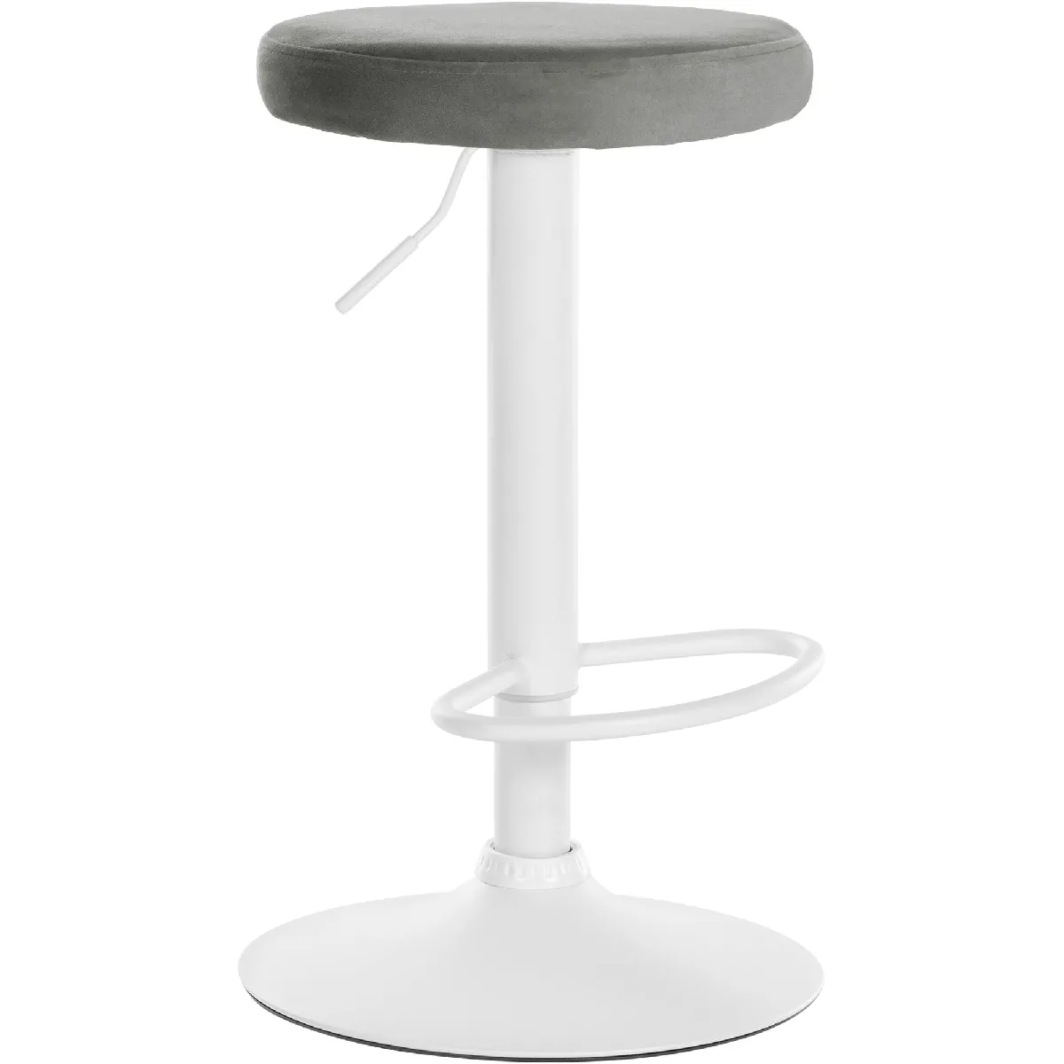 Decoshop26 Tabouret de bar velours - Blanc