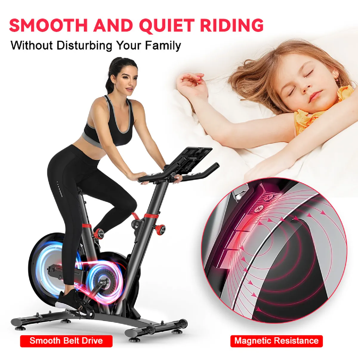 HOP-SPORT Vélo d'appartement électromagnétique, Masse d'inertie 14,5 kg