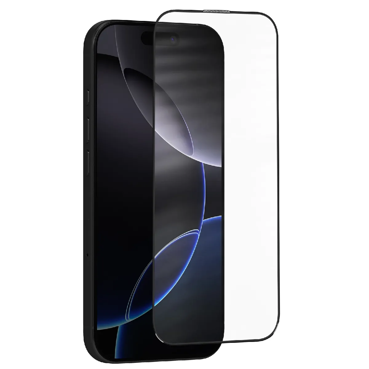 Avizar Noir Verre Trempé Pour Iphone 16 Pro Dureté 9H Full Glue 5D Transparent