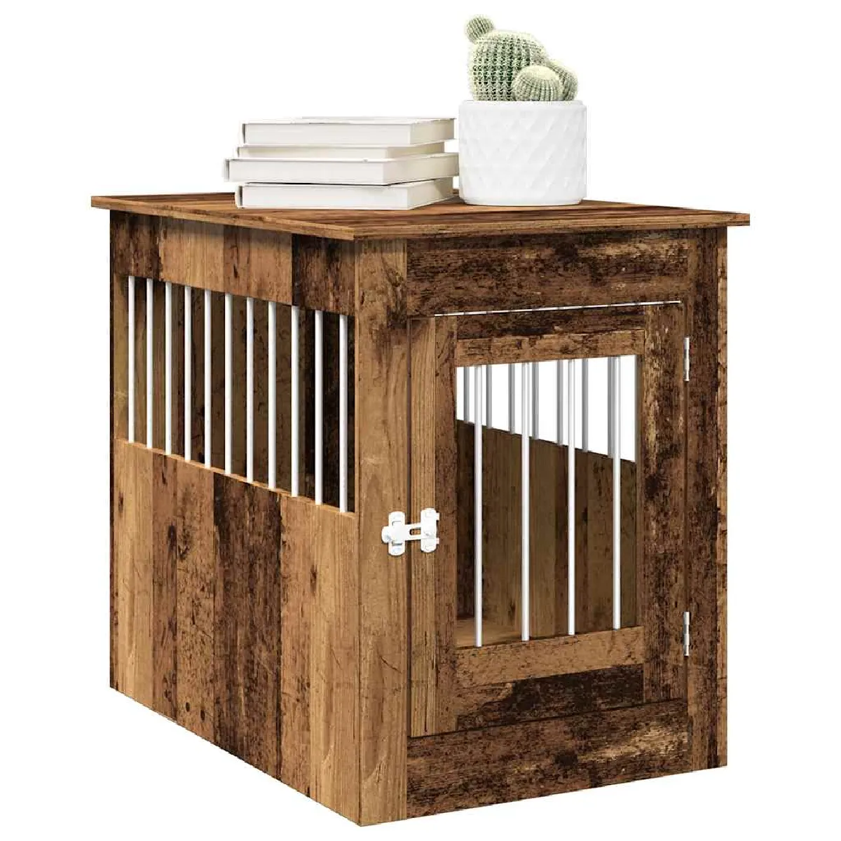 Vidaxl Meuble de cage chiens vieux bois 55x80x68 cm bois dingénierie chenil abri pour chien cage pour animaux de 857642