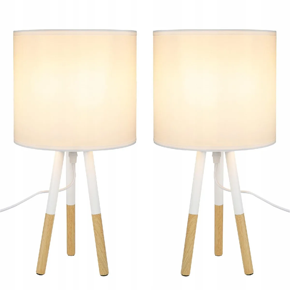 Zmh Lampe à poser scandinave - Blanc et naturel