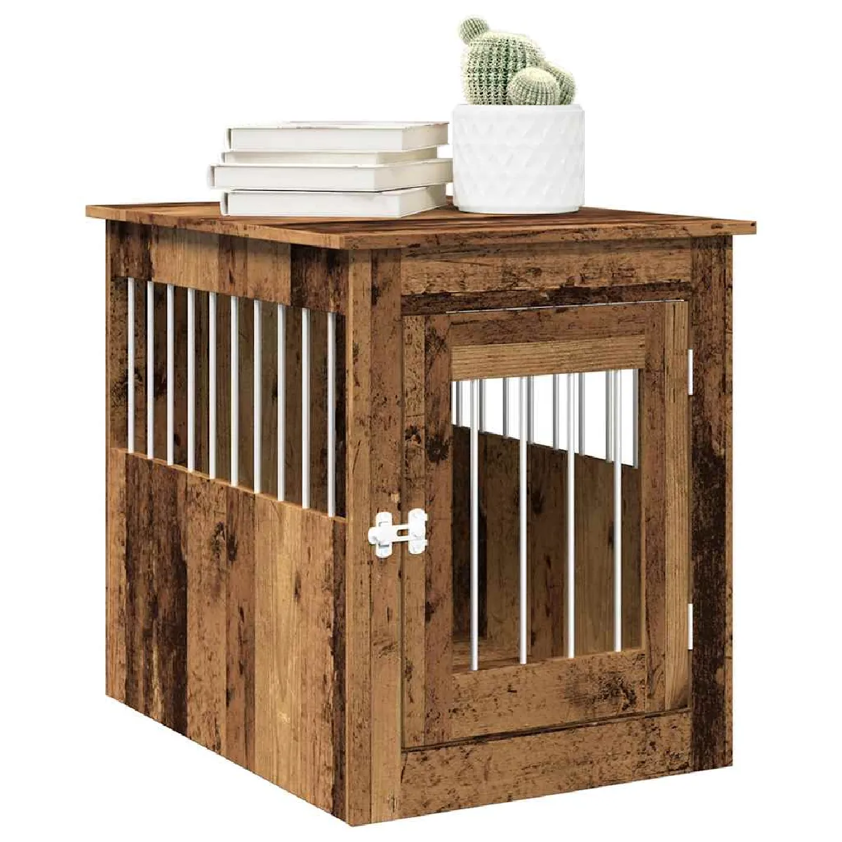 Vidaxl Meuble de cage chiens vieux bois 55x80x68 cm bois dingénierie chenil abri pour chien cage pour animaux de 857642 - vue 2