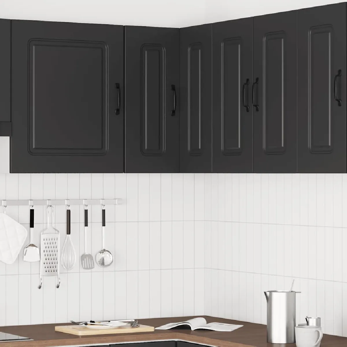 Vidaxl Noir Armoire Murale D'angle De Cuisine Kalmar Bois D'ingénierie 853618 - Image 2