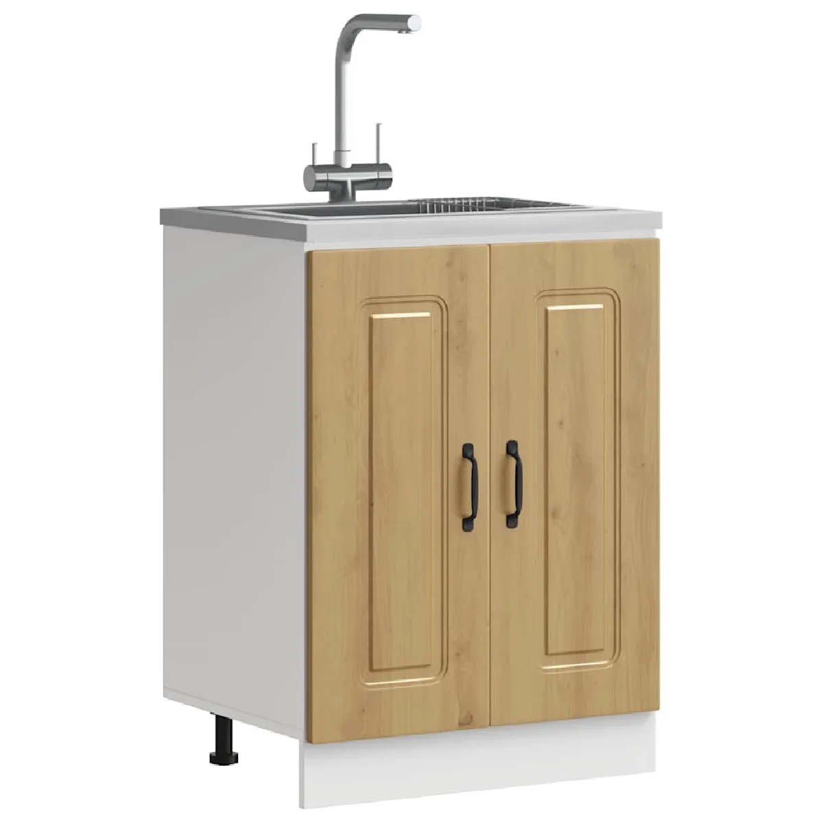 VIDAXL - Meuble Bas pour Évier Kalmar - Chêne Artisanal - Meuble de Cuisine - Image 2