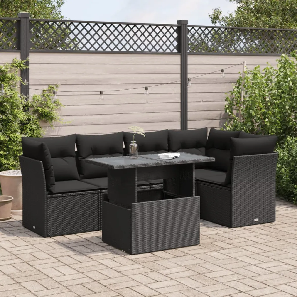 vidaXL Salon de jardin 6 pcs avec coussins Résine tressée ensemble de canapés d'extérieur canapé d'angle de jardin 3308162 - vue 8