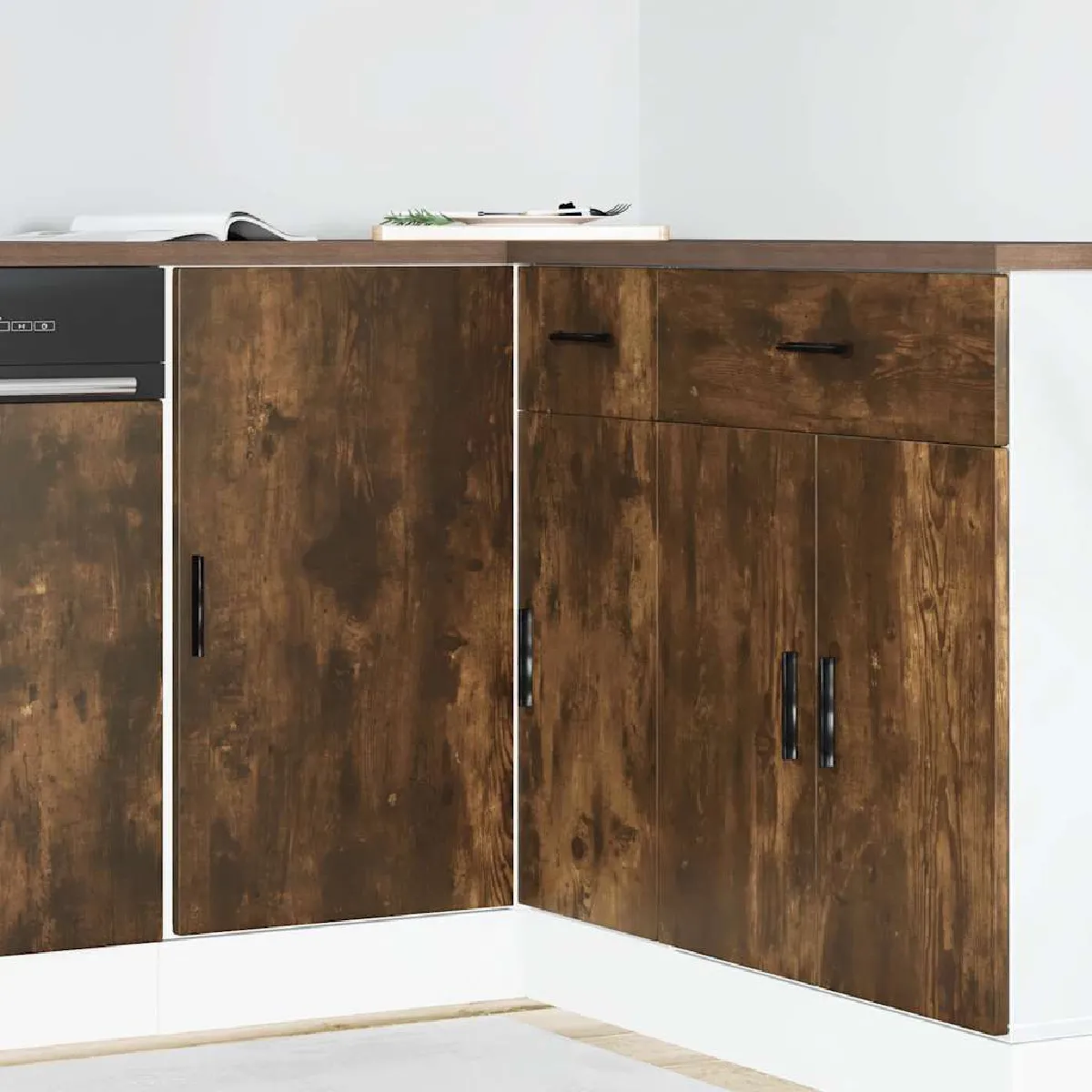 Vidaxl Meuble Bas Lavabo Chêne Fumé Bois Ingénierie