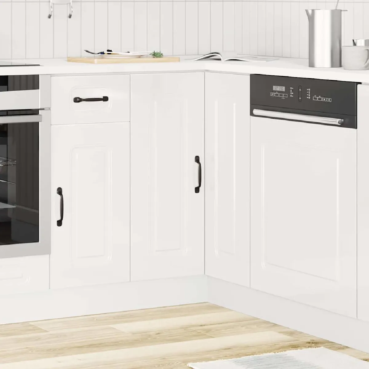 vidaXL Armoire d'Angle Cuisine Kalmar - Blanc Brillant