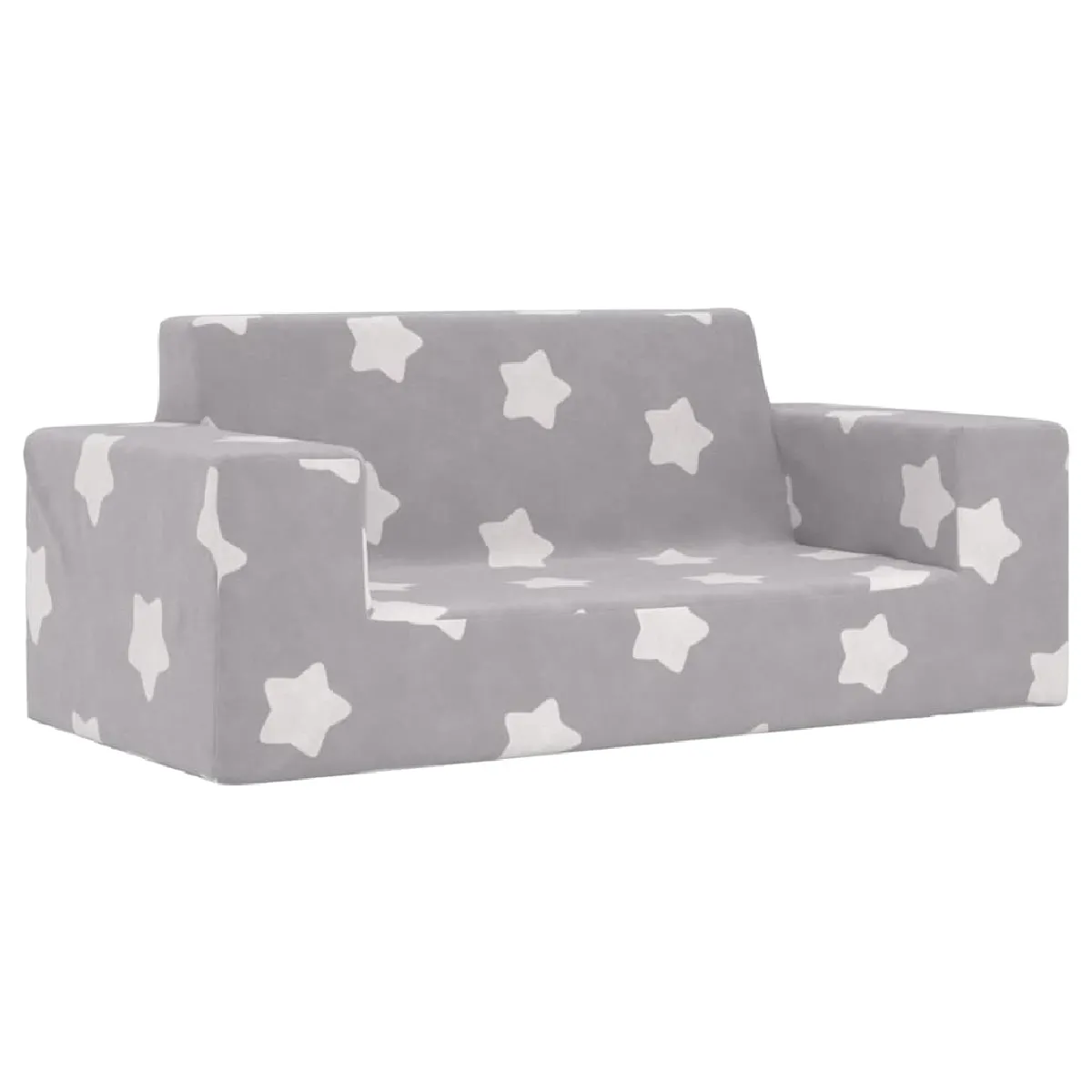 vidaXL Canapé enfants 2 places Gris clair étoiles
