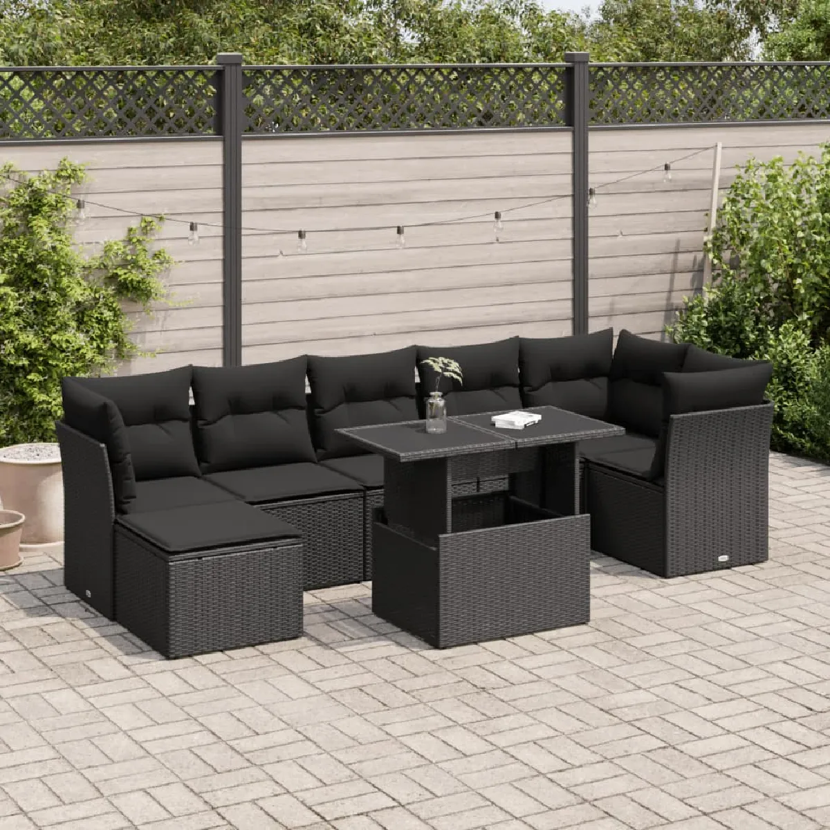 vidaXL Salon de jardin 8 pcs avec coussins résine tressée 3267442 - vue 5