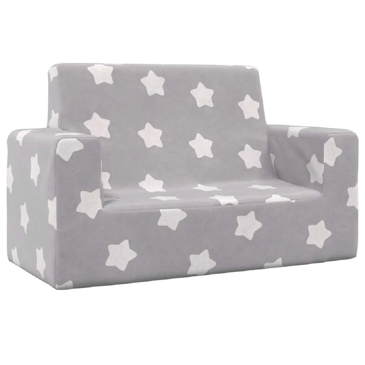 Vidaxl Canapé enfants 2 places Gris clair Étoiles