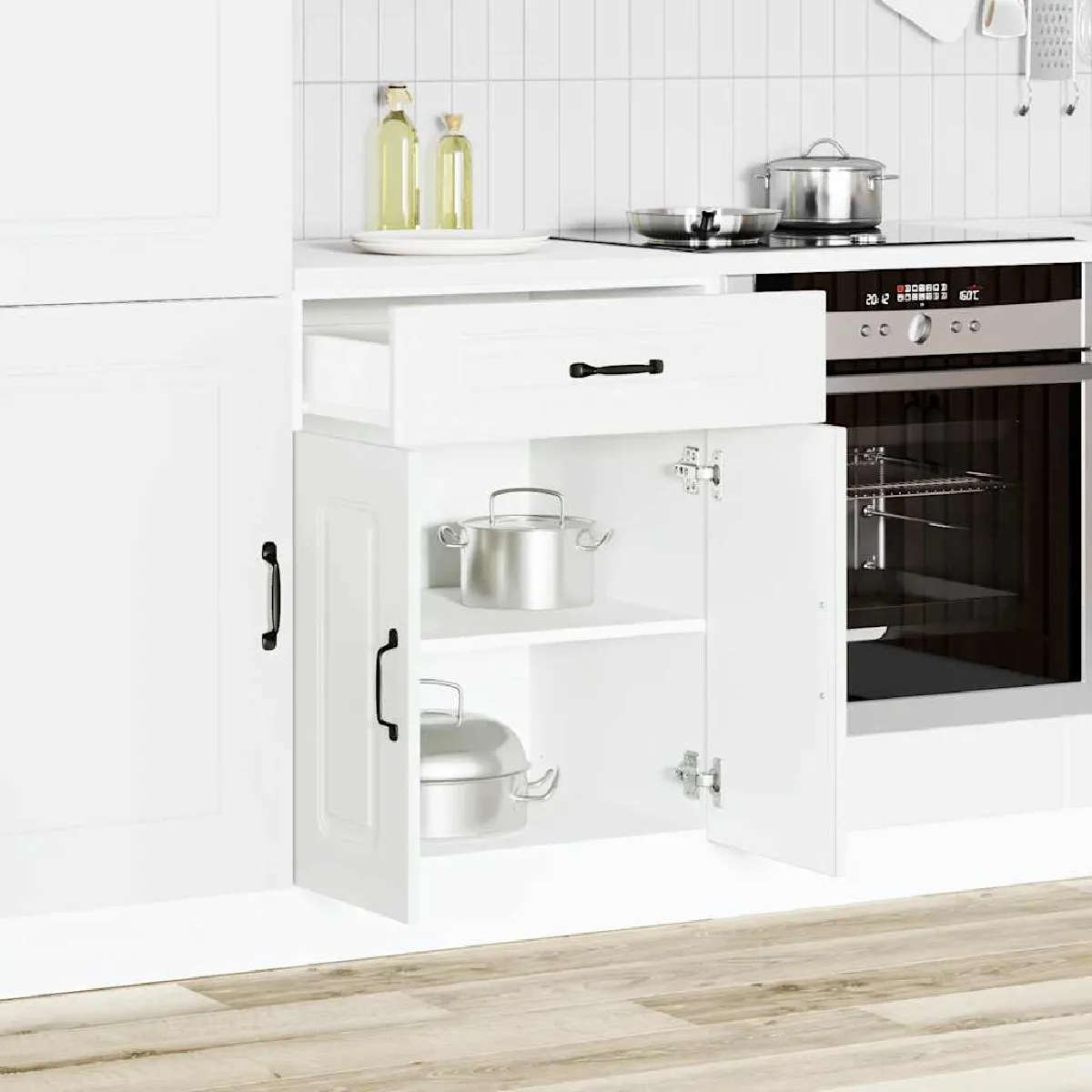 Vidaxl Blanc Armoire De Cuisine Kalmar Bois D'ingénierie, Meuble Bas D'évier, Meuble Bas De Cuisine Avec Tiroir, Meuble Bas 853487 - Image 2
