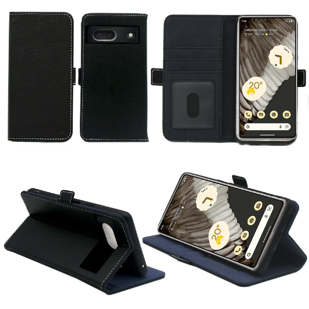 Xeptio Noir Étui Portefeuille À Rabat Avec Porte-Cartes Google Pixel 9 Pro 5G