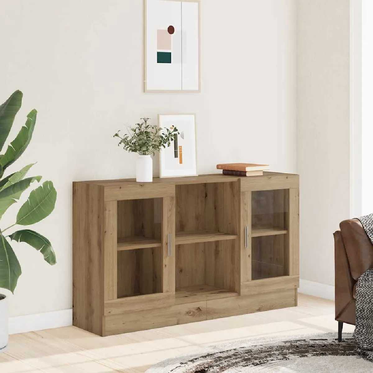 Non Communiqué Marron Vidaxl Buffet Chêne Artisanal 120X30,5X70 Cm Bois D'ingénierie 856165 - Image 3