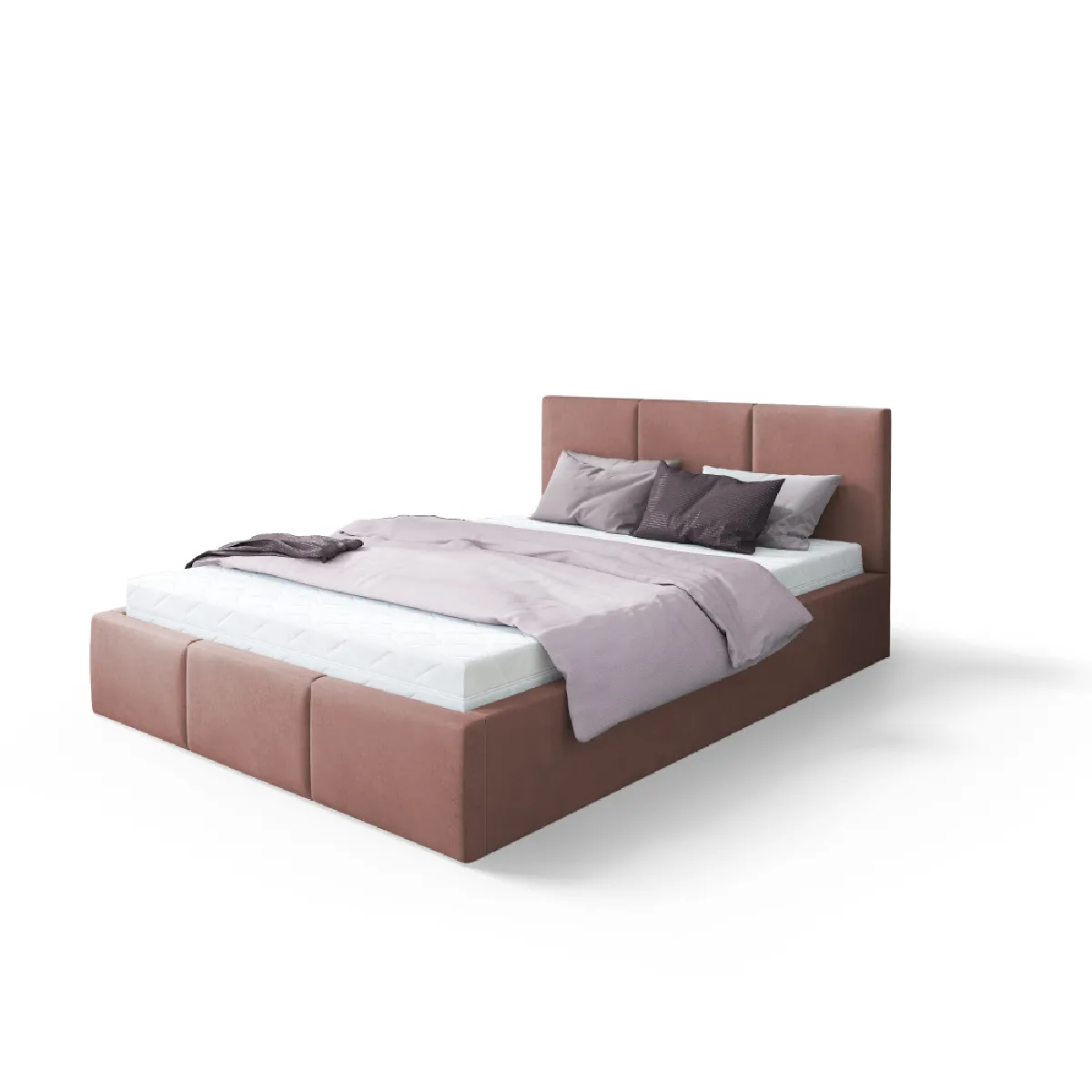 Lit coffre Tesia 140x190 - Sommier inclus Rose misty