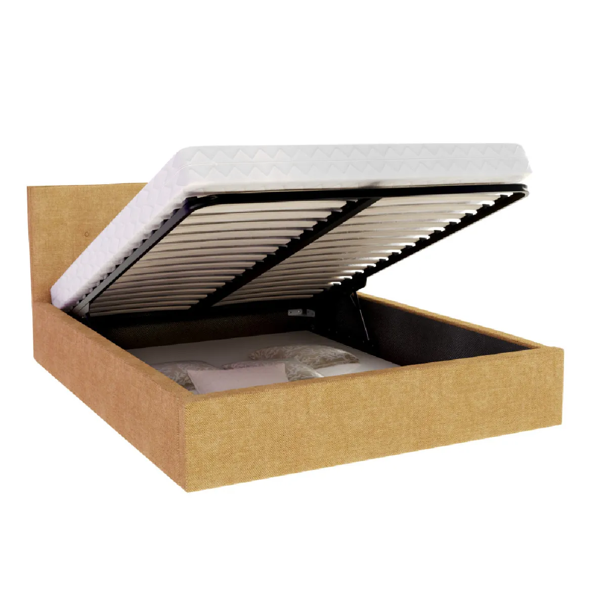 Lit Coffre Tulsa 140x190 cm - Sommier inclus Jaune miel