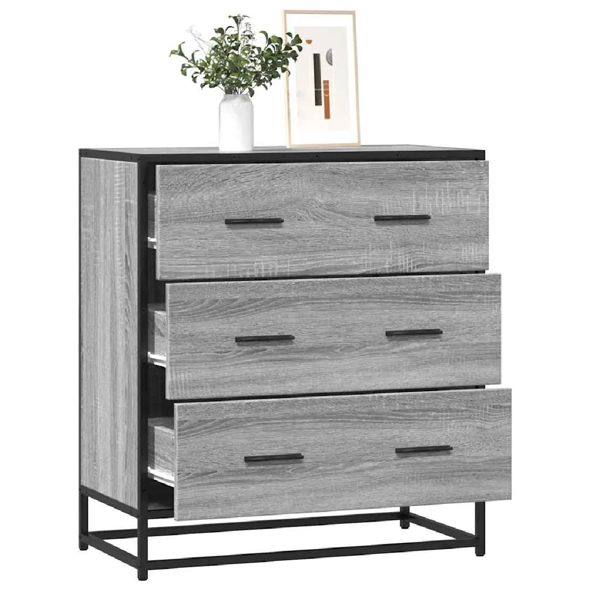 Vidaxl Buffet sonoma gris 68x35x76 cm bois d'ingénierie et métal