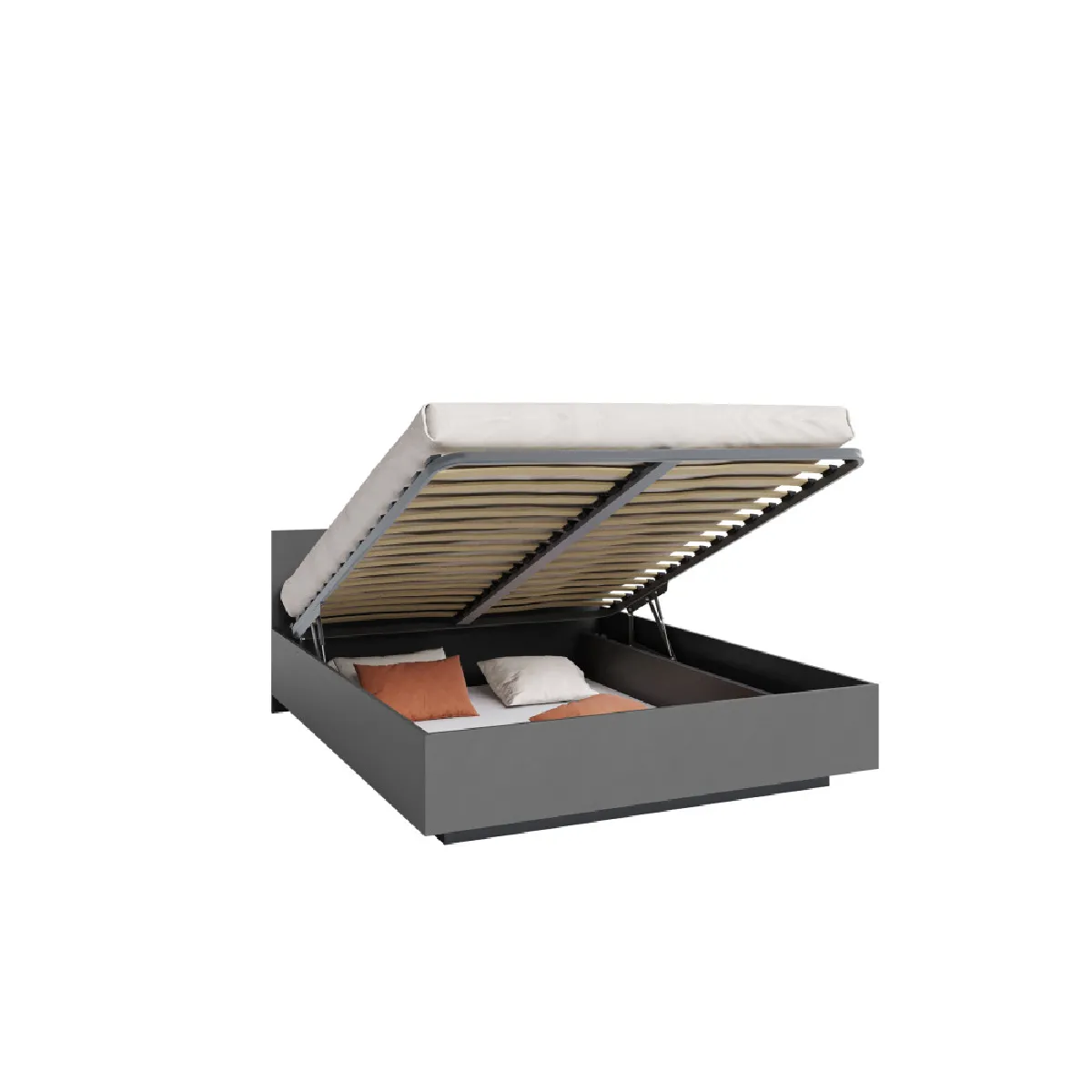 Lit coffre Lima 160 x 200 cm avec sommier à lattes relevable Gris foncé