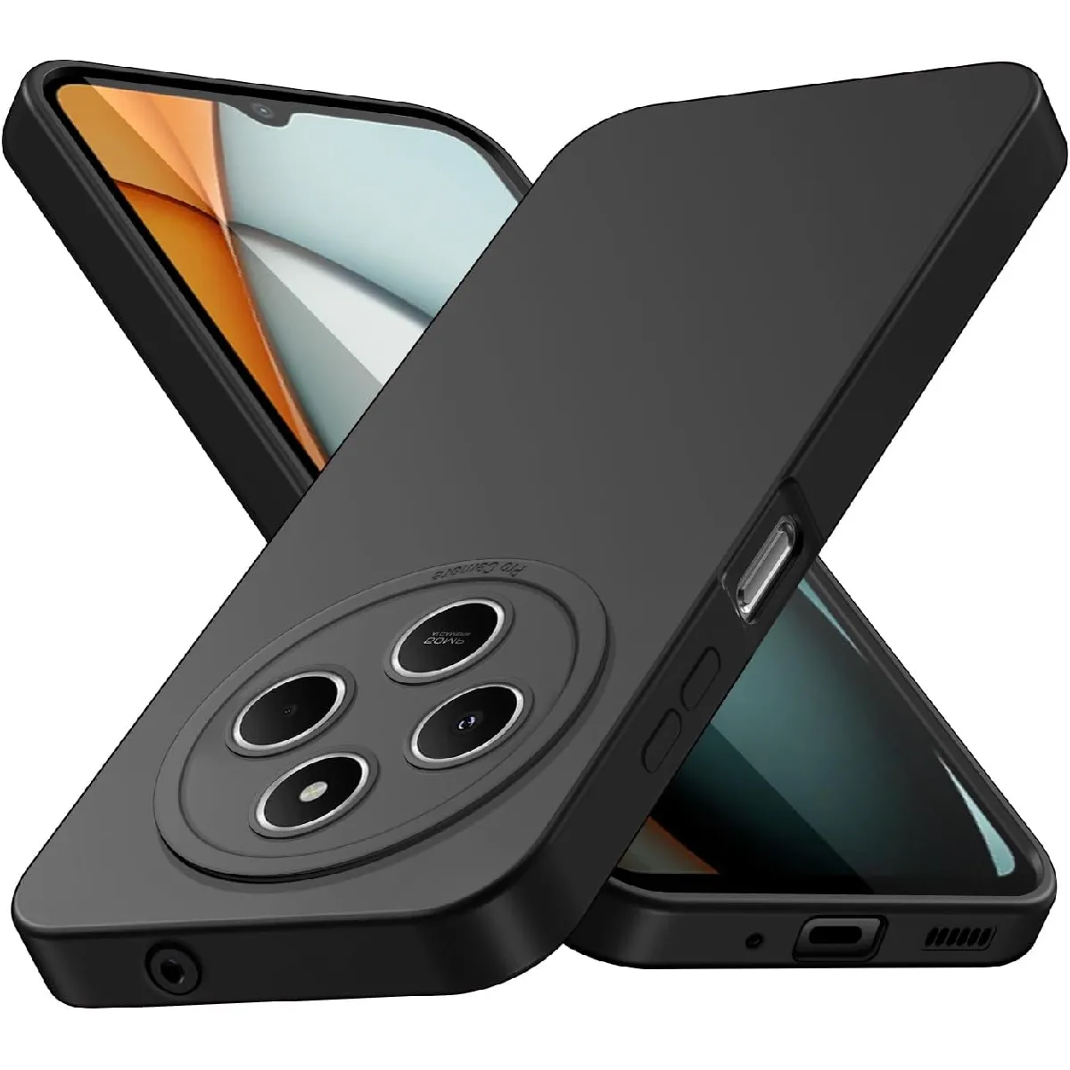 Xeptio Noir Coque En Polyuréthane Xiaomi Redmi 14C 4G / Poco C75 4G