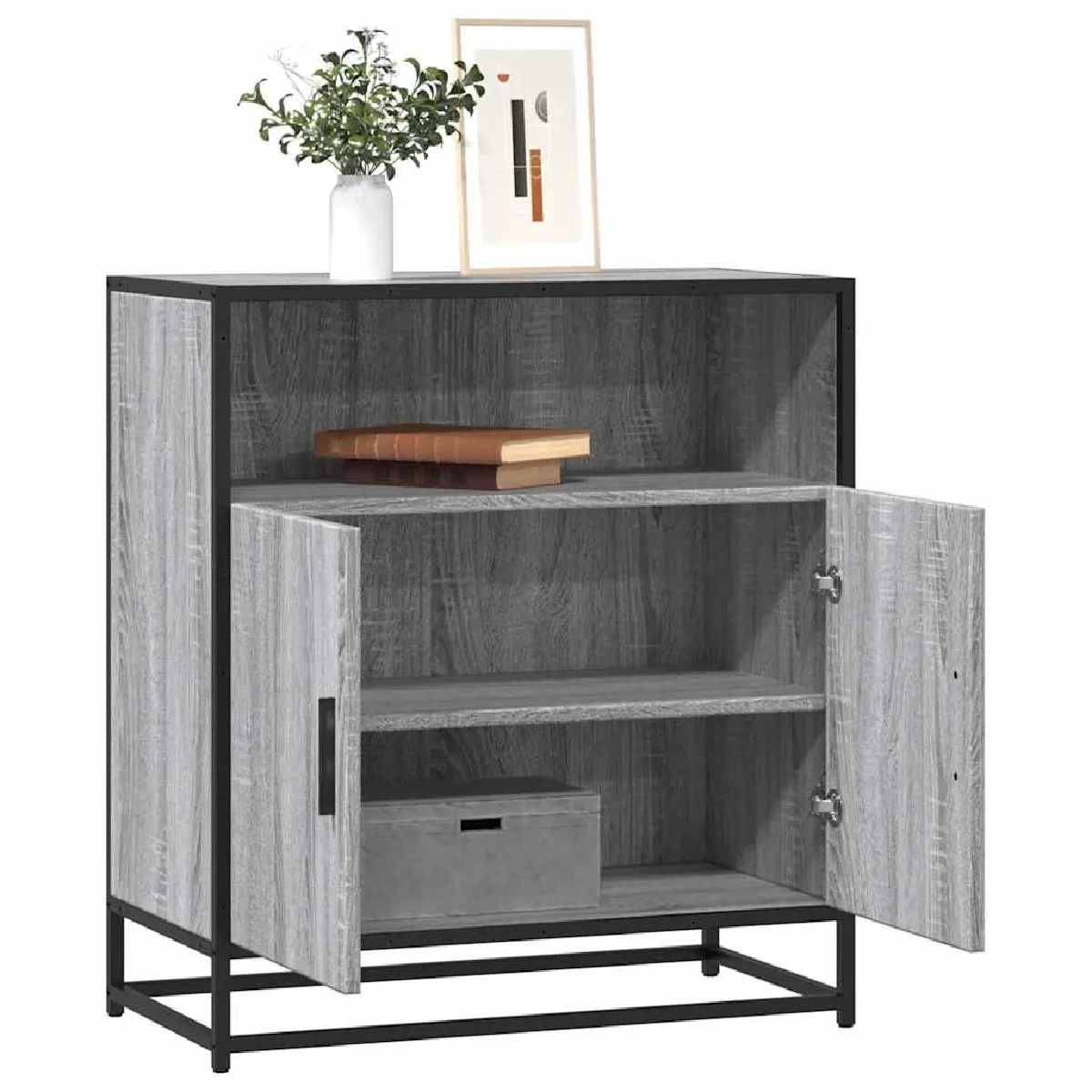 Non Communiqué Gris Vidaxl Buffet Sonoma 68X35x76 Cm Bois D'ingénierie, Armoire De Rangement, Meuble D'entrée, Meuble D'appoint, Meuble De 849002 - Image 3
