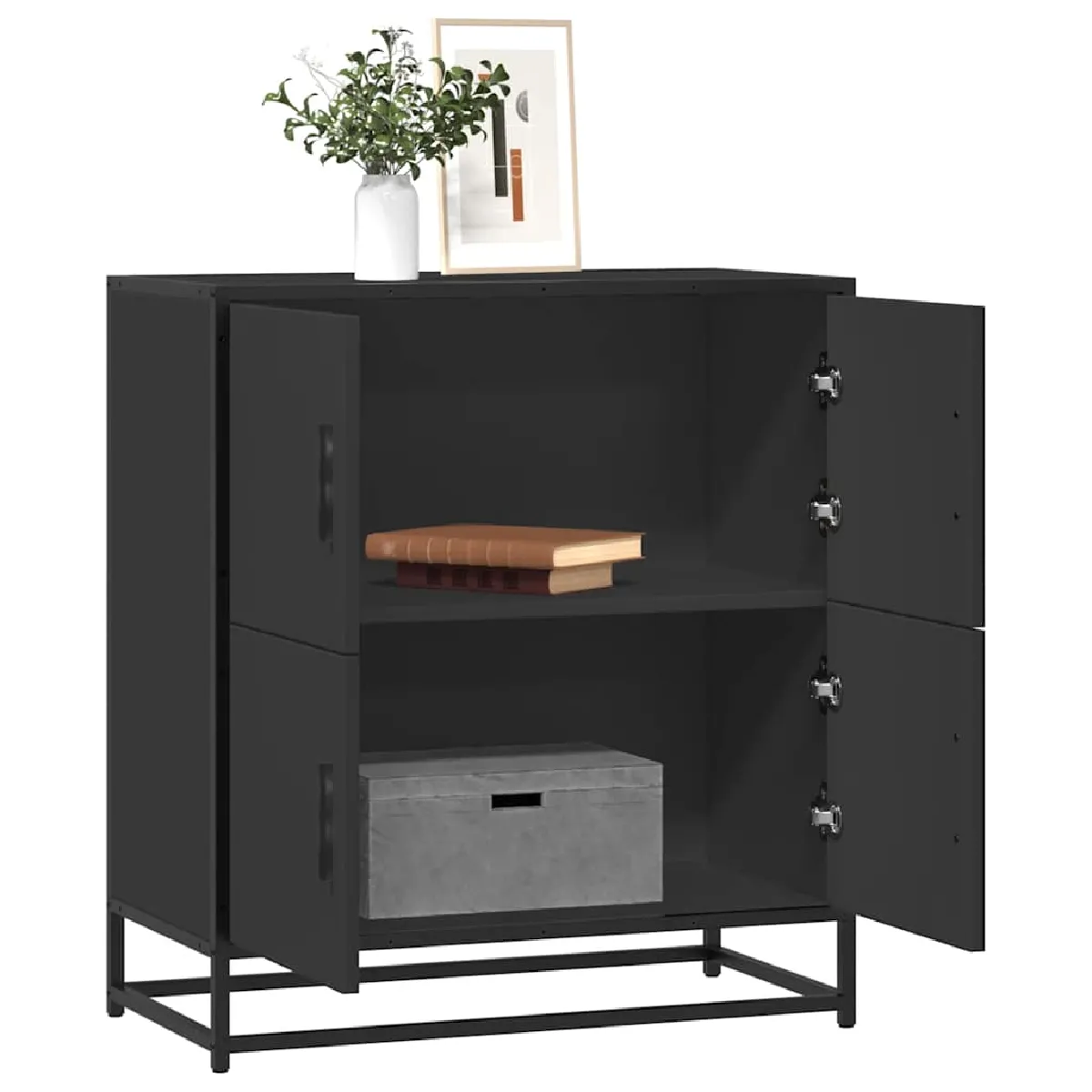 Vidaxl Buffet - Noir - 68x35x76 cm - vue 2