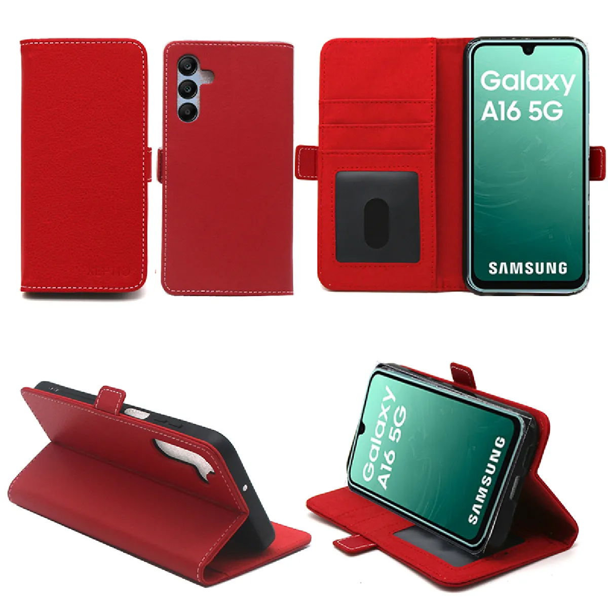 Xeptio Rouge Housse À Rabat Avec Porte-Cartes Samsung Galaxy A16 4G / Galaxy A16 5G