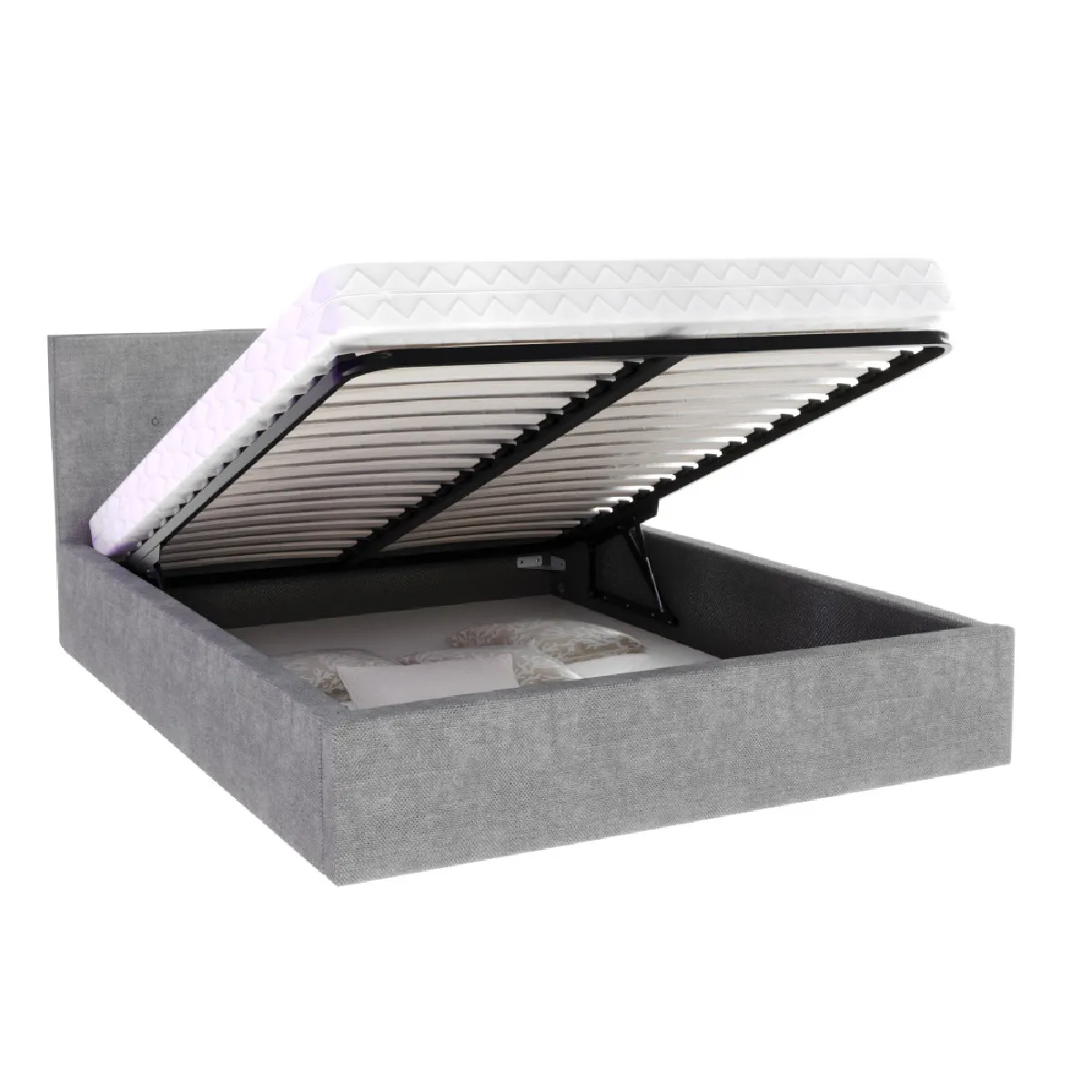 Lit Coffre Tulsa 140x190 cm - Sommier inclus Gris clair