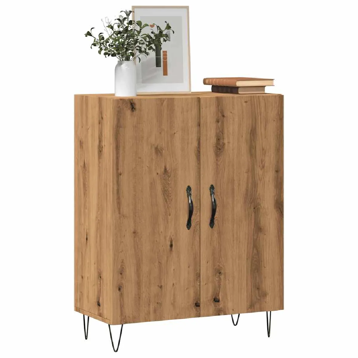 Non Communiqué Marron Vidaxl Buffet Chêne Artisanal 69,5X34x90 Cm Bois D'ingénierie 857178 - Image 3