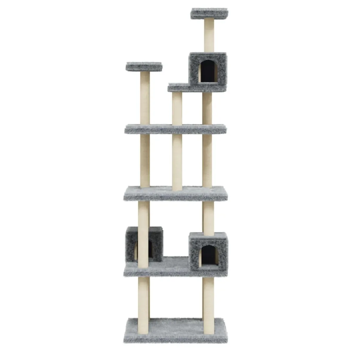 Comparer les prix de Arbre à chat meuble tour grimper jouet grattage grattoir escalade plateforme avec griffoirs en sisal clair 188 cm gris 02_0022598