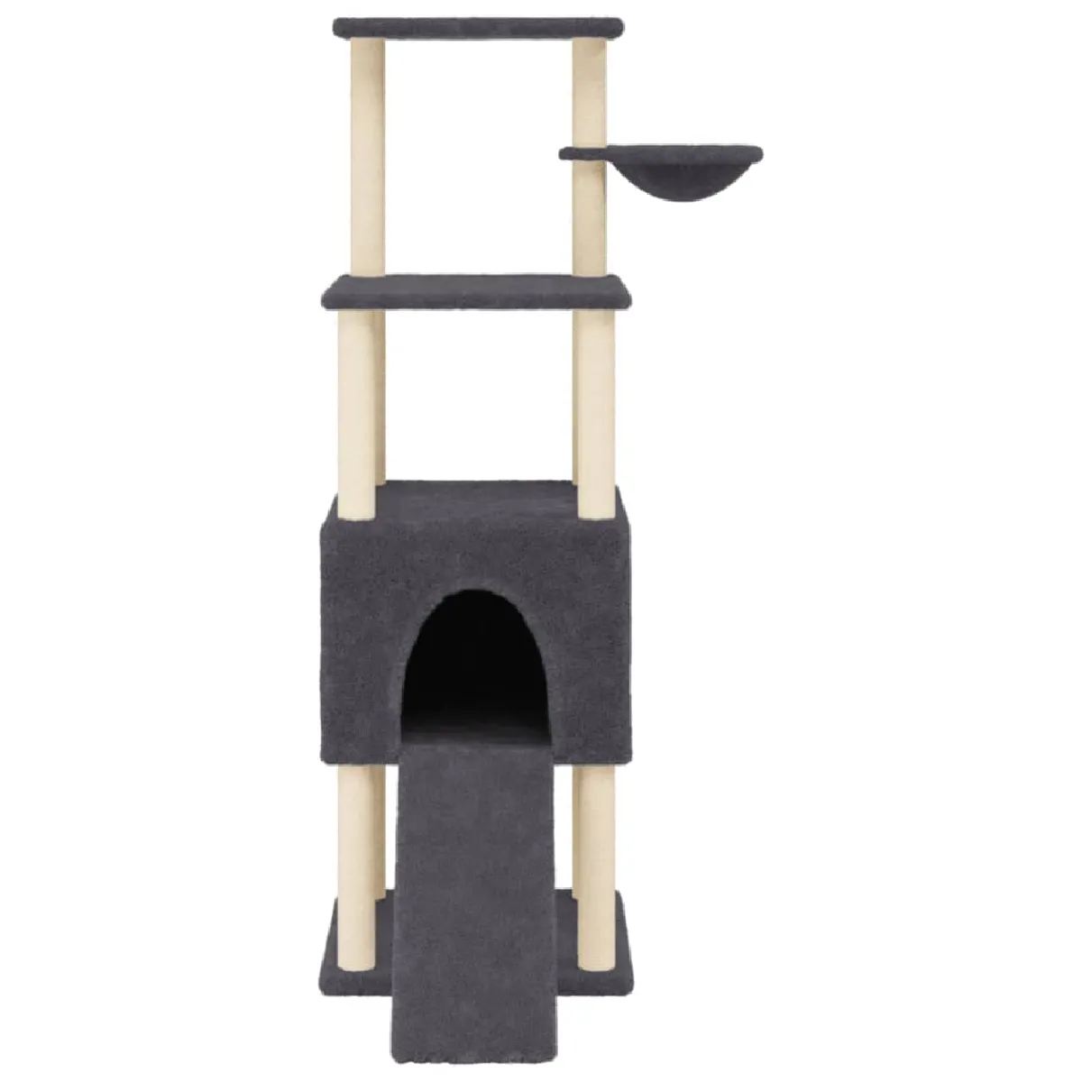 Comparer les prix de Arbre à chat meuble tour grimper jouet grattage grattoir escalade plateforme avec griffoirs en sisal foncé 153 cm gris 02_0022669