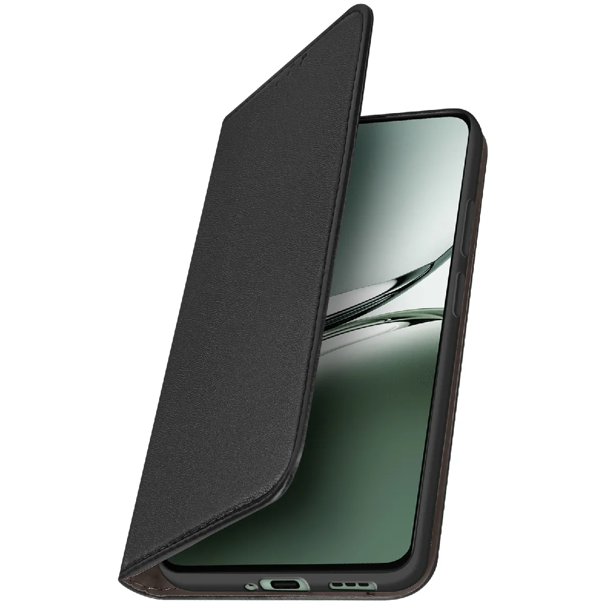 Avizar Noir Étui Pour Oppo Reno 12F Clapet Porte-Carte Fonction Support