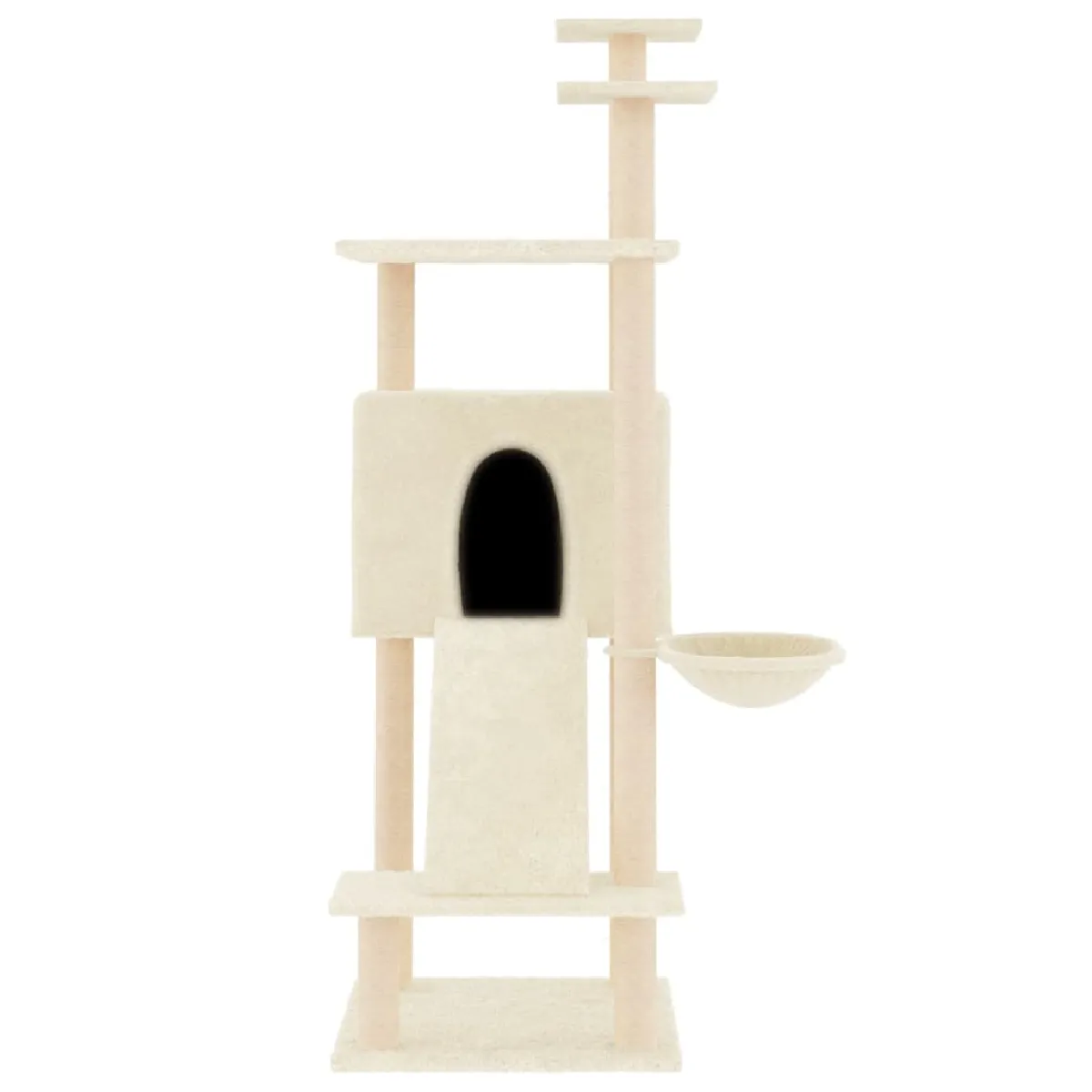 Meilleurs prix pour Arbre à chat meuble tour grimper jouet grattage grattoir escalade plateforme avec griffoirs en sisal 153 cm crème 02_0022485