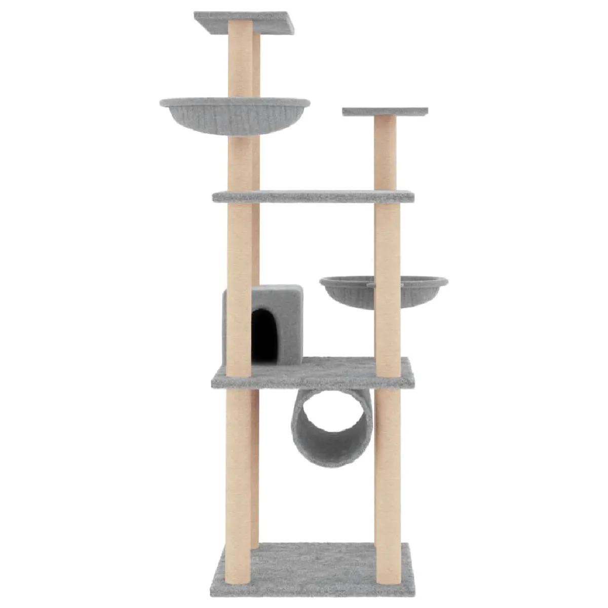 Comparer les prix de Arbre à chat meuble tour grimper jouet grattage grattoir escalade plateforme avec griffoirs en sisal clair 141 cm gris 02_0022565