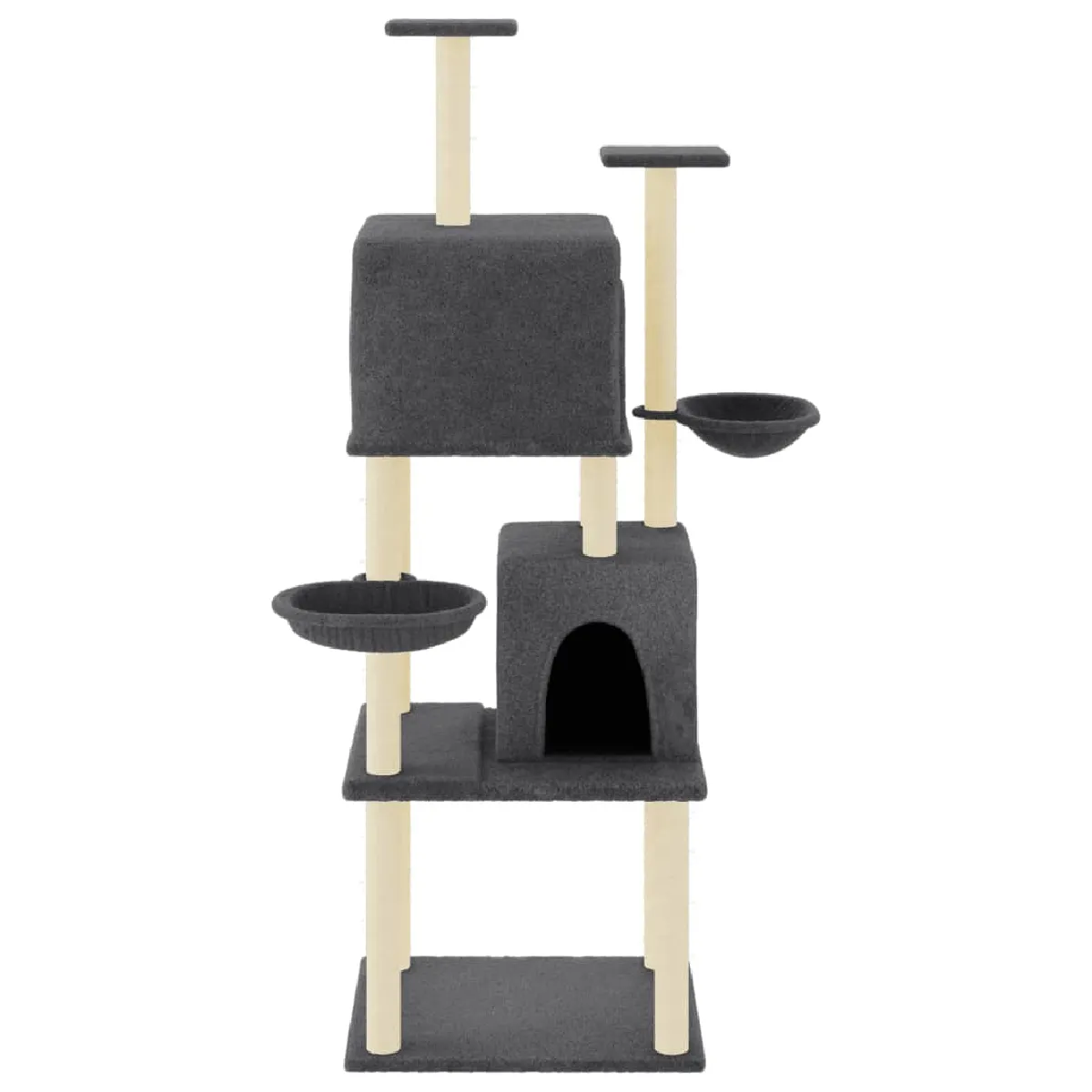 Meilleurs prix pour Arbre à chat meuble tour grimper jouet grattage grattoir escalade plateforme avec griffoirs en sisal foncé 180 cm gris 02_0022688