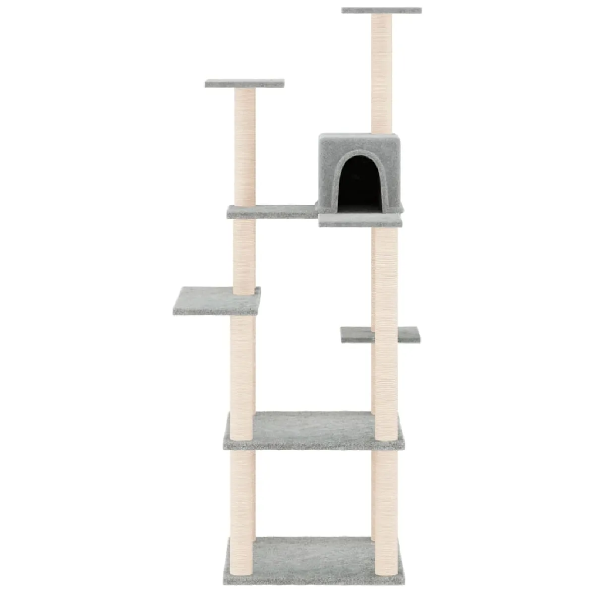 Meilleurs prix pour Arbre à chat meuble tour grimper jouet grattage grattoir escalade plateforme avec griffoirs en sisal clair 153 cm gris 02_0022576