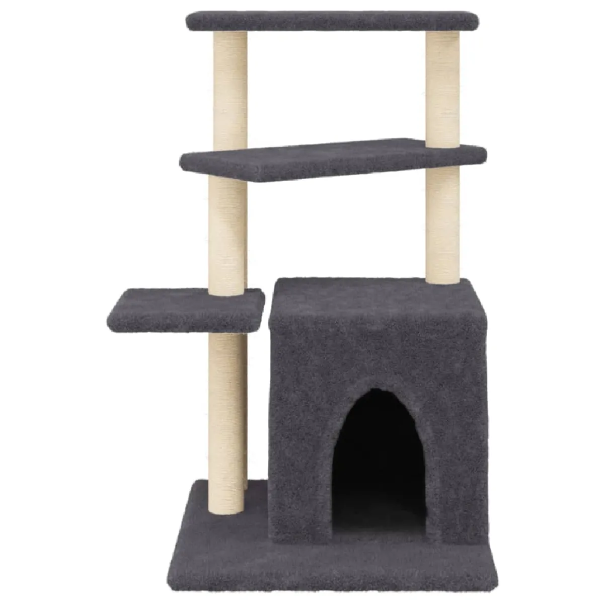Comparer les prix de Arbre à chat meuble tour grimper jouet grattage grattoir escalade plateforme avec griffoirs en sisal foncé 83,5 cm gris 02_0022712