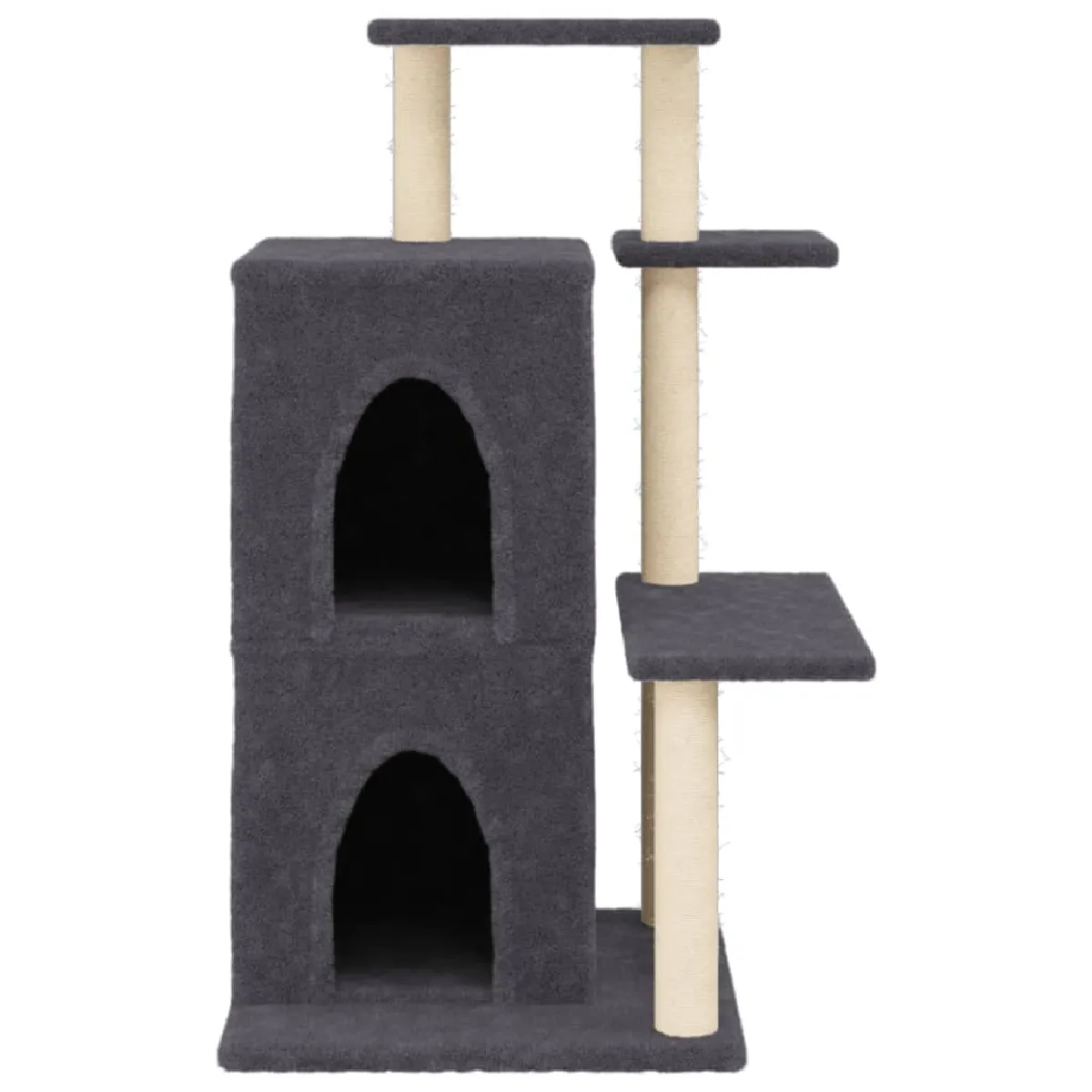 Comparer les prix de Arbre à chat meuble tour grimper jouet grattage grattoir escalade plateforme avec griffoirs en sisal foncé 97 cm gris 02_0022723