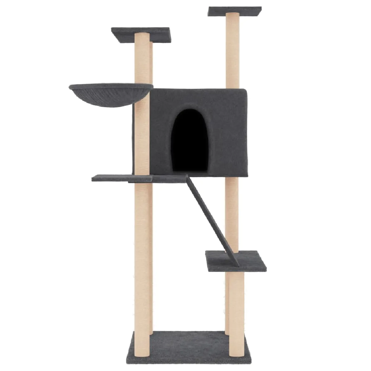 Arbre à chat meuble tour grimper jouet grattage grattoir escalade plateforme avec griffoirs en sisal foncé 143 cm gris 02_0022662