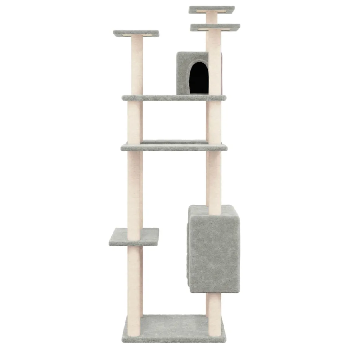 Comparer les prix de Arbre à chat meuble tour grimper jouet grattage grattoir escalade plateforme avec griffoirs en sisal clair 162 cm gris 02_0022582
