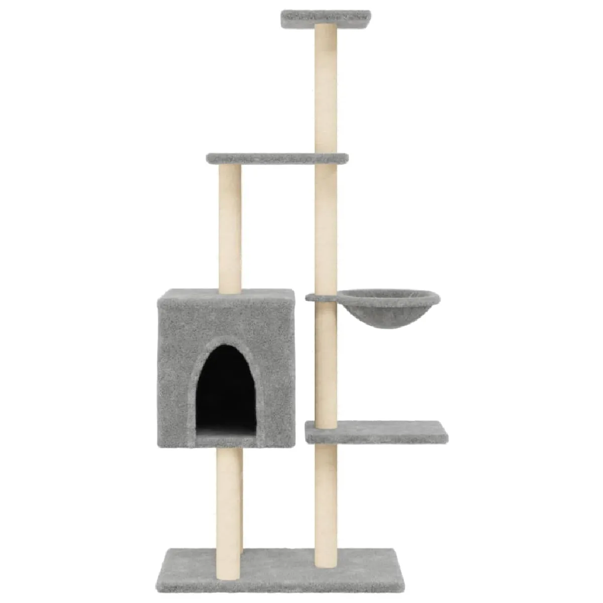 Comparer les prix de Arbre à chat meuble tour grimper jouet grattage grattoir escalade plateforme avec griffoirs en sisal clair 145 cm gris 02_0022570